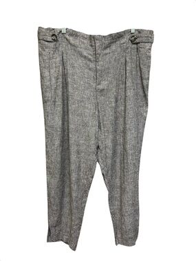 In Every Story Black Linen Blend Tweed Pants Slit Cuffs Size 20